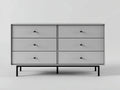 Armadio basso camera da letto 140×45×82 cm - grigio chiaro e nero - stile moderno rialzato