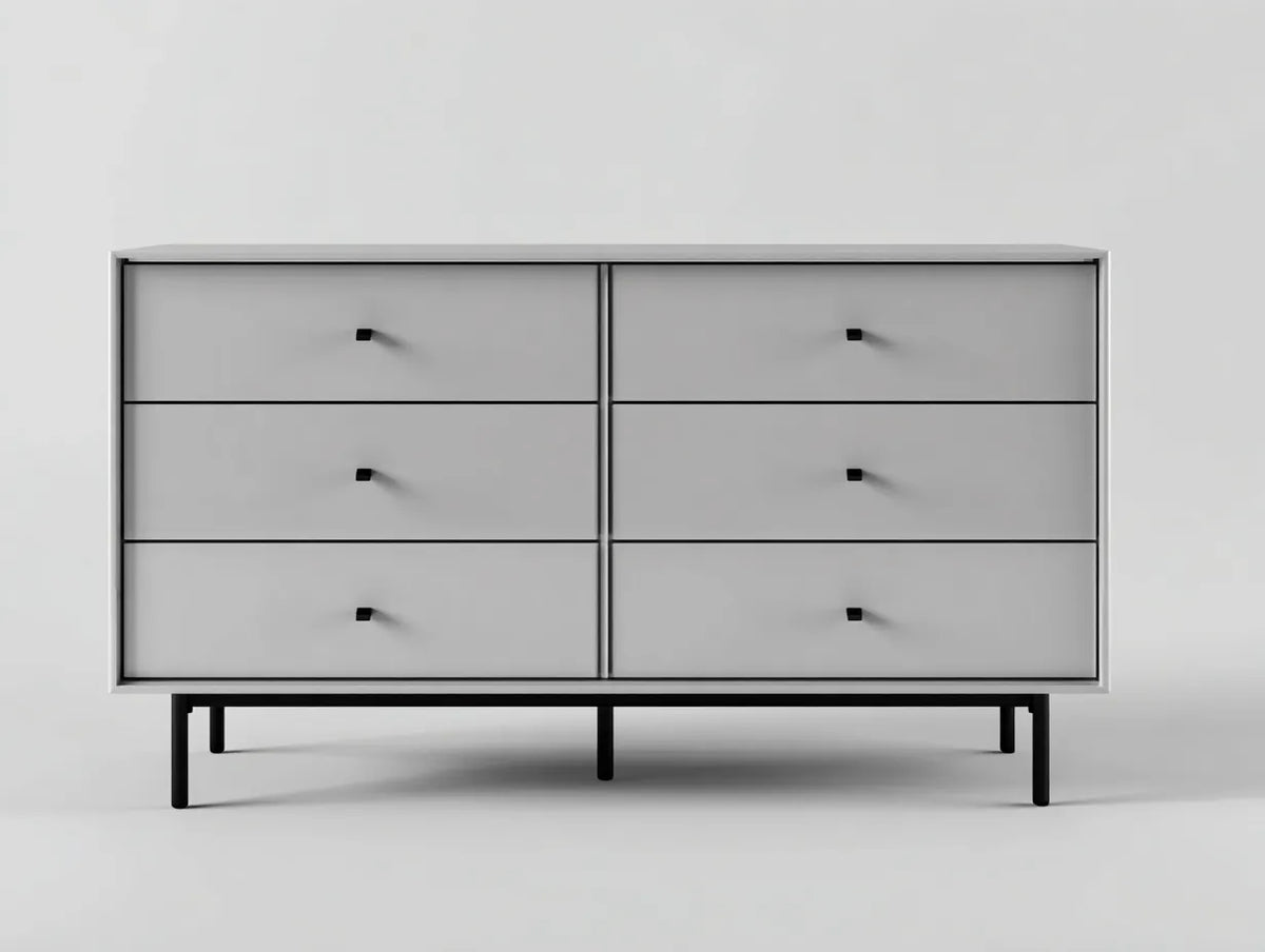 Armadio basso camera da letto 140×45×82 cm - grigio chiaro e nero - stile moderno rialzato