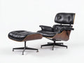 Poltrona reclinabile con poggiapiedi in pelle e legno 145×88×98 cm - nero/marrone - design rétro per soggiorno