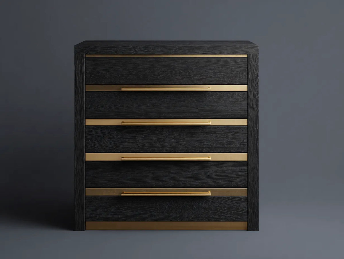 Armadio contenitore da camera da letto in legno 92×46×112 cm - nero oro - struttura verticale con finitura moderna