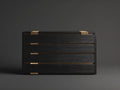 Armadio contenitore da camera da letto in legno 156×48×82 cm - nero oro - mobile basso con profilo lineare