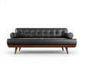 Divano da soggiorno in pelle 218×86×82 cm - nero marrone - stile rétro con base in legno