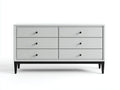 Armadio contenitore da camera da letto in legno 142×44×80 cm - grigio chiaro nero - struttura bassa con cornice geometrica