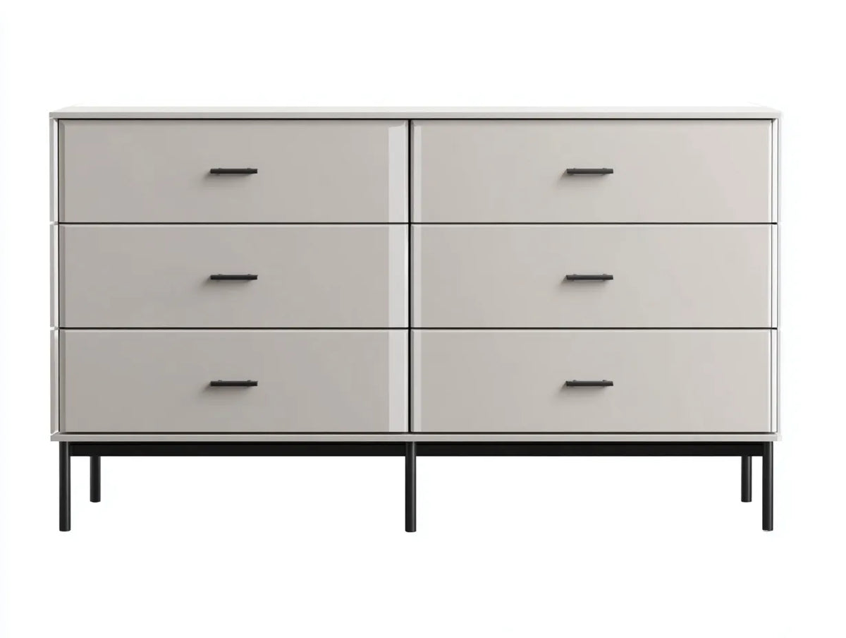 Armadio basso camera da letto 145×46×84 cm - beige chiaro e nero - design lineare contemporaneo