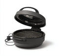 Griglia per barbecue elettrica all'aperto in metallo 55×55×35 cm - nero - compatta con coperchio