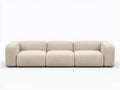 Divano lineare in tessuto 300×100×72 cm - beige - profilo morbido contemporaneo per soggiorno