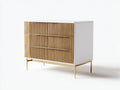 Armadio cassettiera in legno 92×46×96 cm - marrone/bianco - frontale scanalato moderno per camera da letto
