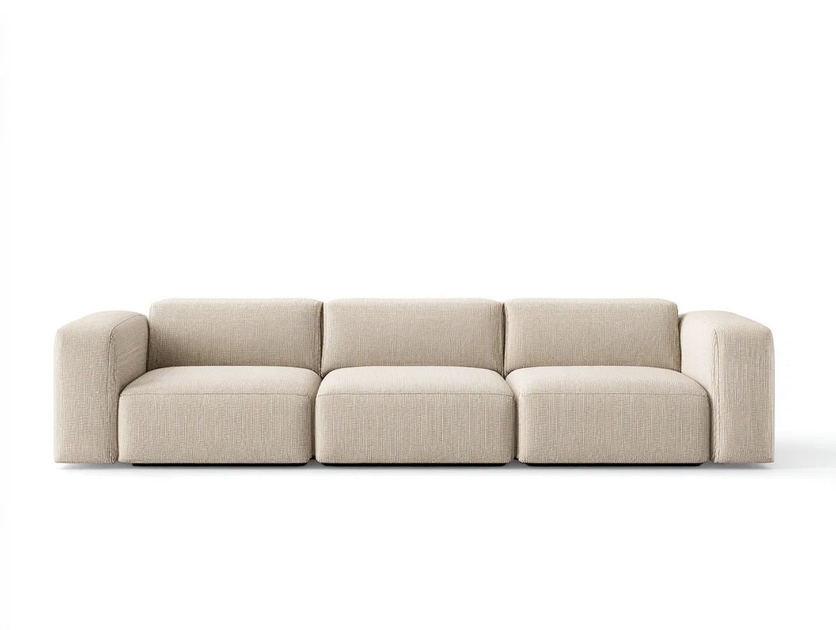 Divano Soggiorno 295×102×74 cm - tessuto beige - linea modulare bassa contemporanea