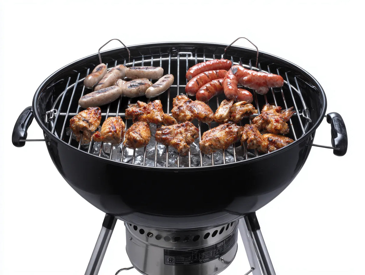 Griglia per barbecue All'aperto 62×62×78 cm - metallo nero - struttura rotonda rialzata