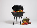 Griglia per barbecue all'aperto in metallo 70×65×105 cm - nero - con coperchio e supporto