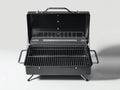 Griglia per barbecue da esterno in metallo 60×44×35 cm - nero argento - braciere compatto con griglia rialzata e maniglie