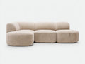 Divano modulare da soggiorno in tessuto 265×108×72 cm - beige chiaro - forme arrotondate con rivestimento a coste
