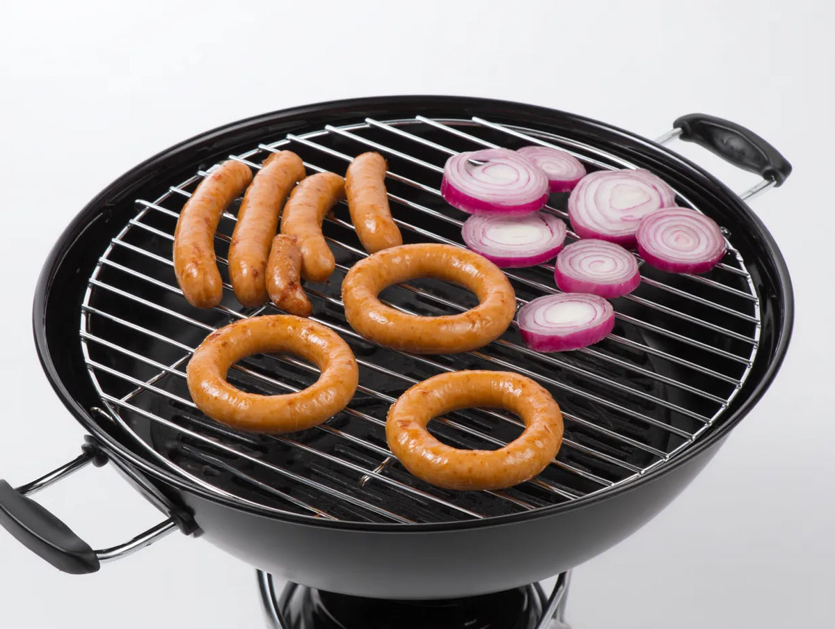 Griglia per barbecue all'aperto in metallo 58×52×82 cm - nero - struttura rialzata rotonda