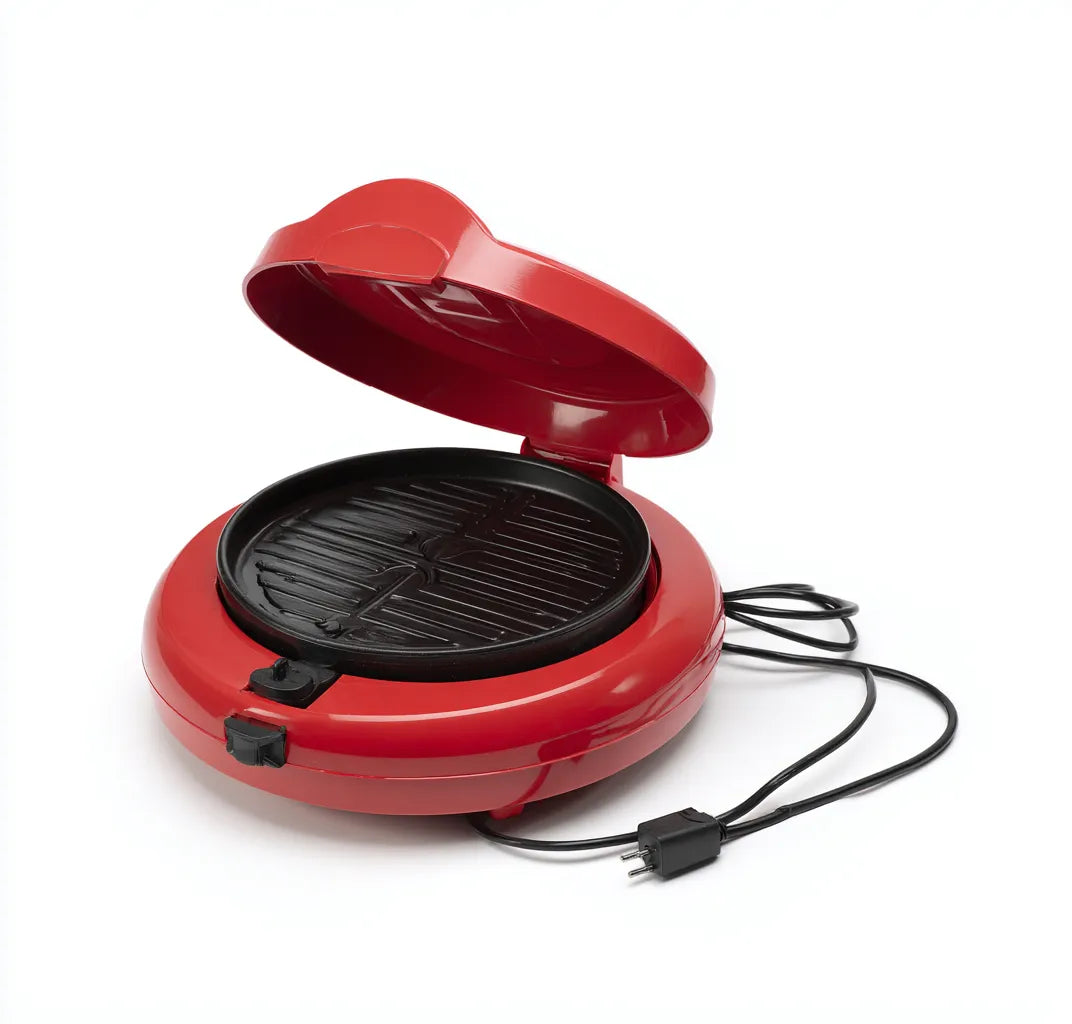 Griglia per barbecue All'aperto 40×40×18 cm - metallo rosso e nero - elettrica rotonda compatta