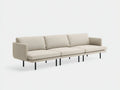 Divano da soggiorno in tessuto 255×88×82 cm - beige nero - linea moderna con base rialzata