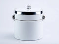 Scatola isolata da esterno in metallo 34×34×38 cm - bianco argento - contenitore cilindrico con maniglia ribaltabile