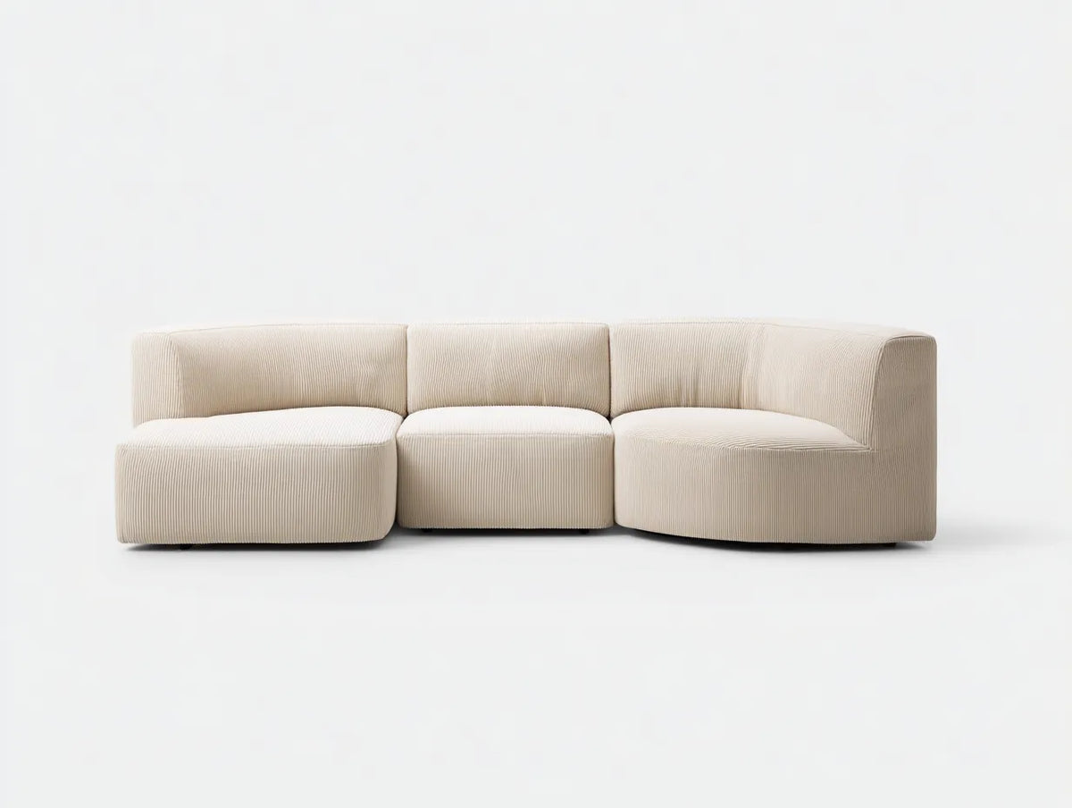 Divano modulare curvo in tessuto 285×125×72 cm - beige - design avvolgente per soggiorno